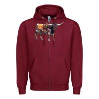 Burgundy Texas Longhorn Bull Zipper Hoodie - LillyAllenDesigns