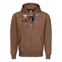 Chestnut Texas Longhorn Bull Zipper Hoodie - LillyAllenDesigns