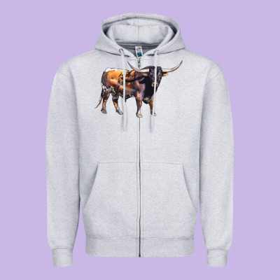 Texas Longhorn Bull Zipper Hoodie Designed By Lillyallendesigns