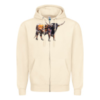 Sandshell Texas Longhorn Bull Zipper Hoodie - LillyAllenDesigns