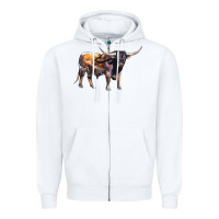 White Texas Longhorn Bull Zipper Hoodie - LillyAllenDesigns
