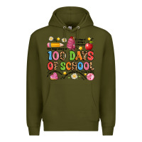 Army Green 100 days of school Premium Hoodie - Artiststas