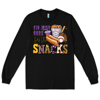 Black i'm just here for the snacks baseball purple and g Long Sleeve Tee - Jasminsmagicworld