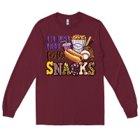 Burgundy i'm just here for the snacks baseball purple and g Long Sleeve Tee - Jasminsmagicworld