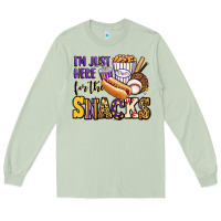 Matcha i'm just here for the snacks baseball purple and g Long Sleeve Tee - Jasminsmagicworld