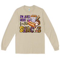 Mushroom i'm just here for the snacks baseball purple and g Long Sleeve Tee - Jasminsmagicworld