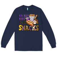Navy i'm just here for the snacks baseball purple and g Long Sleeve Tee - Jasminsmagicworld