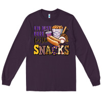 Plum i'm just here for the snacks baseball purple and g Long Sleeve Tee - Jasminsmagicworld