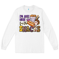 White i'm just here for the snacks baseball purple and g Long Sleeve Tee - Jasminsmagicworld
