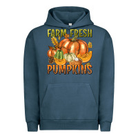 Pigment Midnight Navy Farm Fresh Pumpkins Urban Hoodie - texasbilliewilder