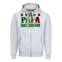 Heather Grey El Papa Mas Chingon Mexican Zipper Hoodie - LillyAllenDesigns