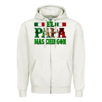 Oatmeal Heather El Papa Mas Chingon Mexican Zipper Hoodie - LillyAllenDesigns