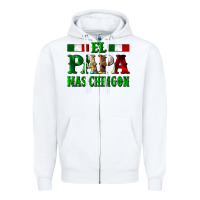 White El Papa Mas Chingon Mexican Zipper Hoodie - LillyAllenDesigns