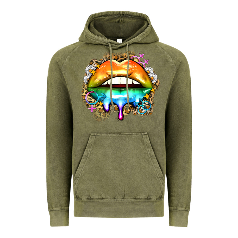 Rainbow Lips Vintage Hoodie by Zillion Design Studio | Teevron