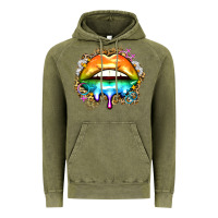 Vintage Olive rainbow lips Vintage Hoodie - Zillion Design Studio