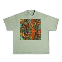 Oil Green western boots and sunflowers seamless pattern Urban Heavy Tee - HRA Design Shop