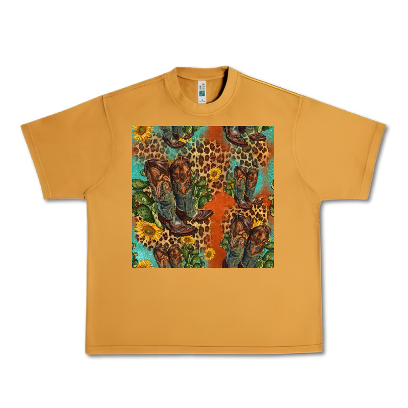 Western Boots And Sunflowers Seamless Pattern Urban Heavy Tee by HRA Design Shop | Teevron
