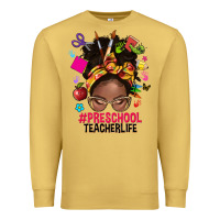Antique Gold preschool teacher life afro messy bun Premium Sweatshirt - NancyCooperArtShop