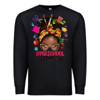 Black preschool teacher life afro messy bun Premium Sweatshirt - NancyCooperArtShop