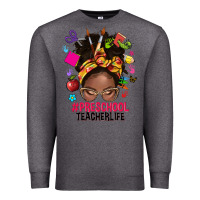 Charcoal Heather preschool teacher life afro messy bun Premium Sweatshirt - NancyCooperArtShop