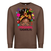 Chestnut preschool teacher life afro messy bun Premium Sweatshirt - NancyCooperArtShop