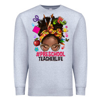 Heather Grey preschool teacher life afro messy bun Premium Sweatshirt - NancyCooperArtShop