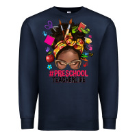 Navy preschool teacher life afro messy bun Premium Sweatshirt - NancyCooperArtShop