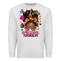 Oatmeal Heather preschool teacher life afro messy bun Premium Sweatshirt - NancyCooperArtShop