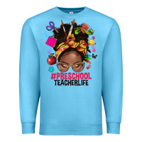 Ocean Blue preschool teacher life afro messy bun Premium Sweatshirt - NancyCooperArtShop
