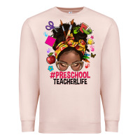 Pale Pink preschool teacher life afro messy bun Premium Sweatshirt - NancyCooperArtShop