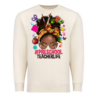 Sandshell preschool teacher life afro messy bun Premium Sweatshirt - NancyCooperArtShop