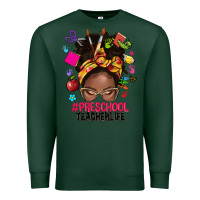 Sports Green preschool teacher life afro messy bun Premium Sweatshirt - NancyCooperArtShop