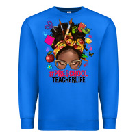 True Royal preschool teacher life afro messy bun Premium Sweatshirt - NancyCooperArtShop