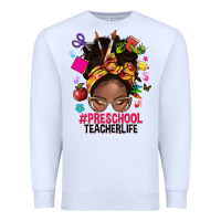 White preschool teacher life afro messy bun Premium Sweatshirt - NancyCooperArtShop