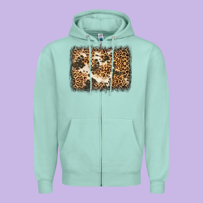 Distressed Leopard Cowhide Background Zipper Hoodie Designed By Jasminsmagicworld