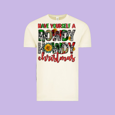 Have Yourself A Rowdy Howdy Christmas Vintage Tee Designed By Fadigitalartstudio