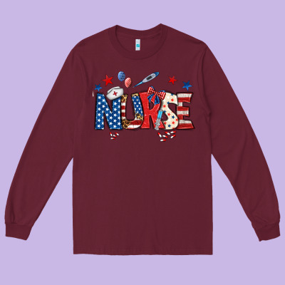 American Nurse Long Sleeve Tee Designed By Bundleandbundleshop