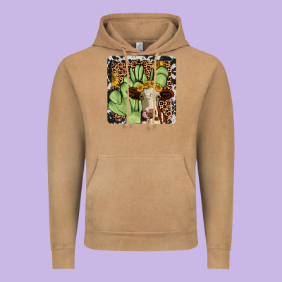 Cactus Hereford Coaster Vintage Hoodie Designed By Jahusdesignshop