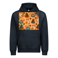 Navy Fall Pumpkins Autumn Coffee Urban Hoodie - texasbilliewilder