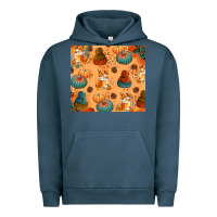 Pigment Midnight Navy Fall Pumpkins Autumn Coffee Urban Hoodie - texasbilliewilder