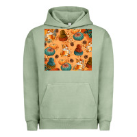 Pigment Oil Green Fall Pumpkins Autumn Coffee Urban Hoodie - texasbilliewilder