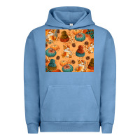 Pigment Pebble Blue Fall Pumpkins Autumn Coffee Urban Hoodie - texasbilliewilder