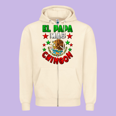 El Papa Mas Chingon Mexican Zipper Hoodie Designed By Lillyallendesigns