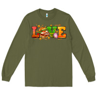 Army Green love with hamburger Long Sleeve Tee - AdoDesignShop