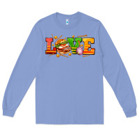 Colony Blue love with hamburger Long Sleeve Tee - AdoDesignShop