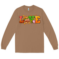 Toasted Coconut love with hamburger Long Sleeve Tee - AdoDesignShop