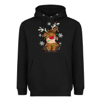 Black Christmas reindeer Heavyweight Hoodie - MaliasSmallBusiness