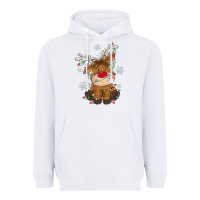 White Christmas reindeer Heavyweight Hoodie - MaliasSmallBusiness