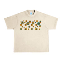 Sandshell sunflowers and turquoise 16oz libbey glass Urban Heavy Tee - HRA Design Shop