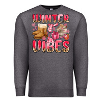 Charcoal Heather pink winter vibes Premium Sweatshirt - MaliasSmallBusiness